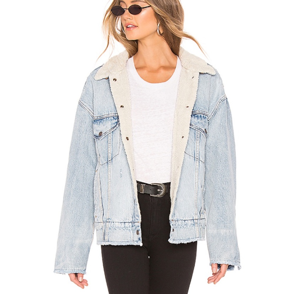 New Levi’s Premium Oversized Sherpa Trucker Denim Jacket S